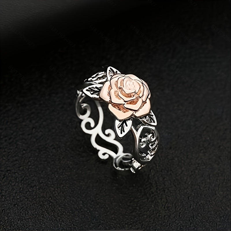 Rose Flower Ring Vintage Style Engagement Ring