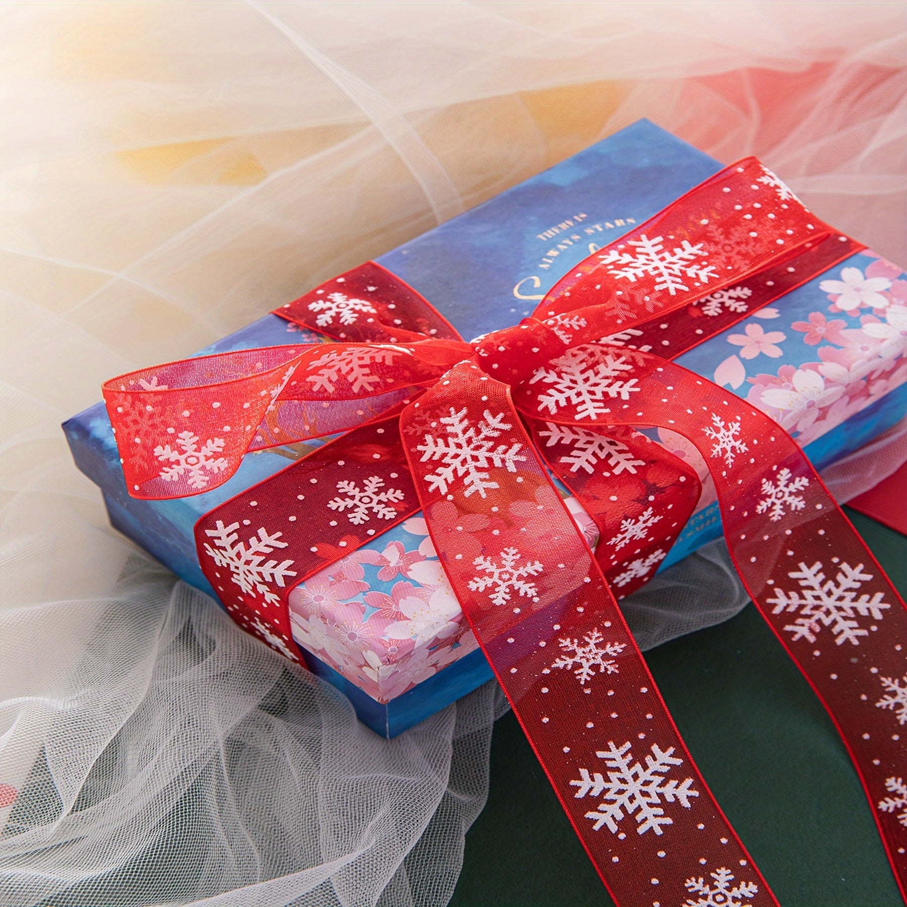 10m Christmas Snowflake Gift Decoration Ribbon Snowflake Pattern