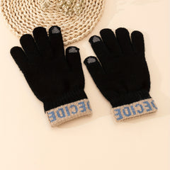 Men's Split Finger Touch Screen Gloves Anti-freeze Cashmere Wool Knitted Gloves