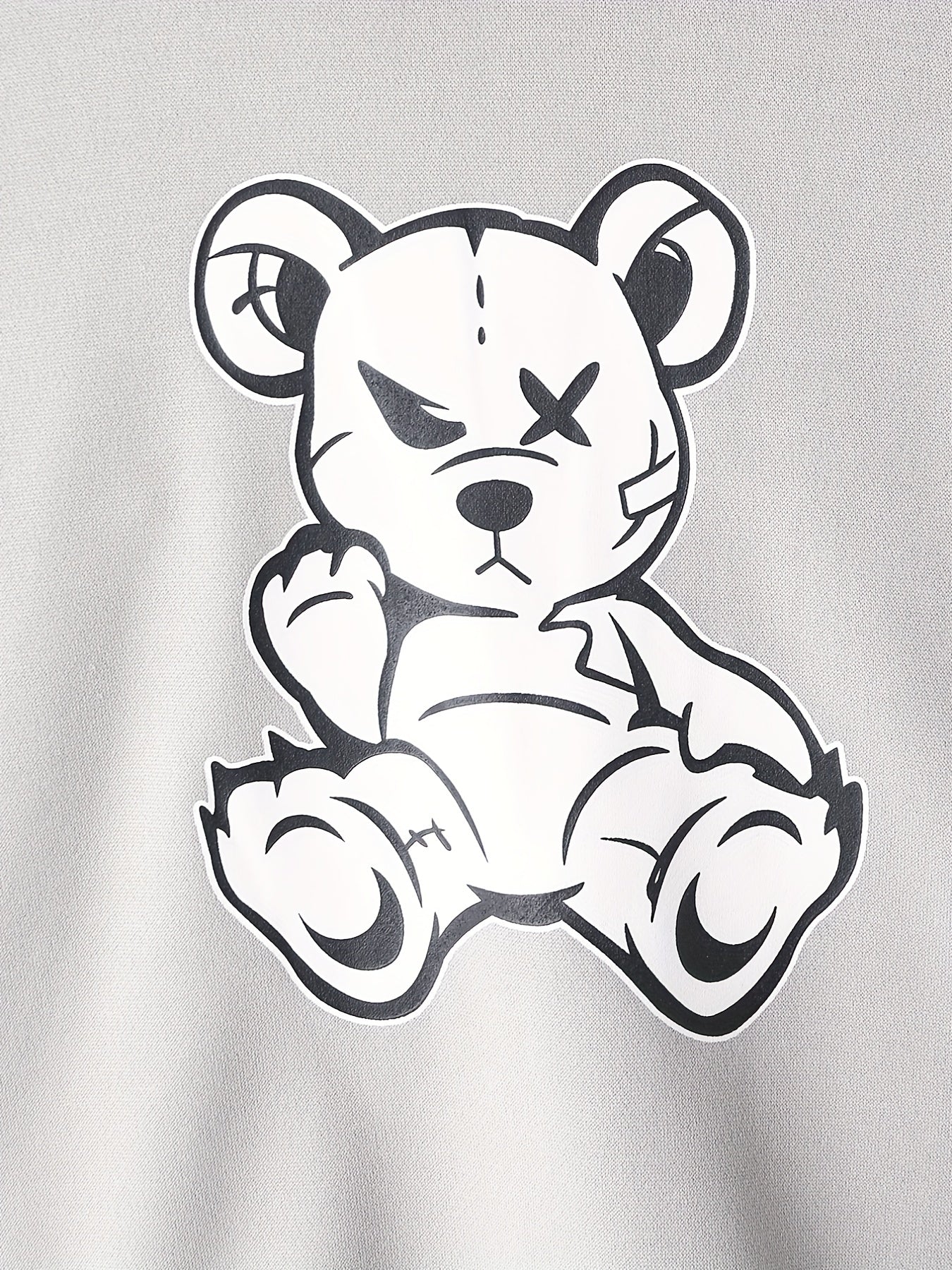 Boy's Bear Pattern Outfit Hoodie & Sweatpants Set For Spring Fall