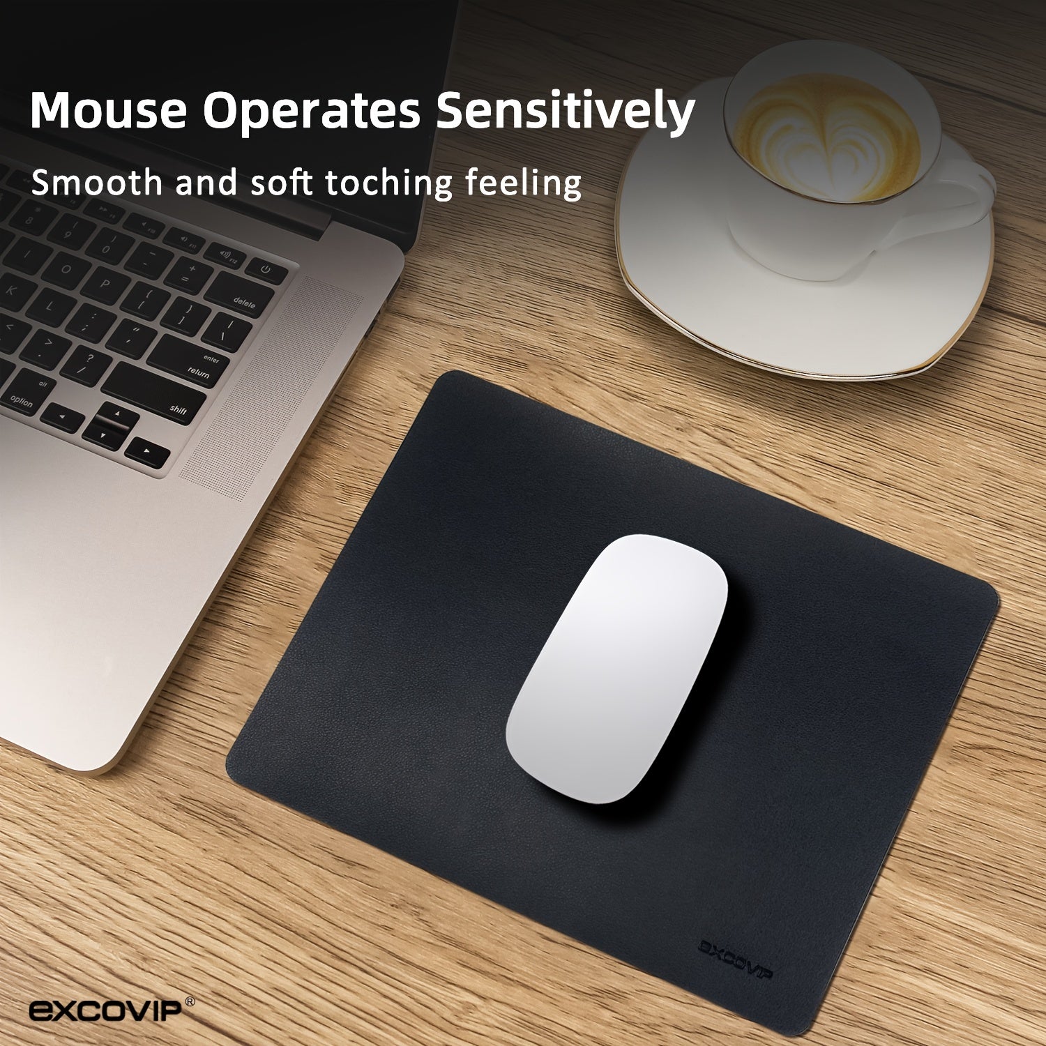 EXCOVIP Small Leather Mouse Pad Waterproof Non-Slip Mat