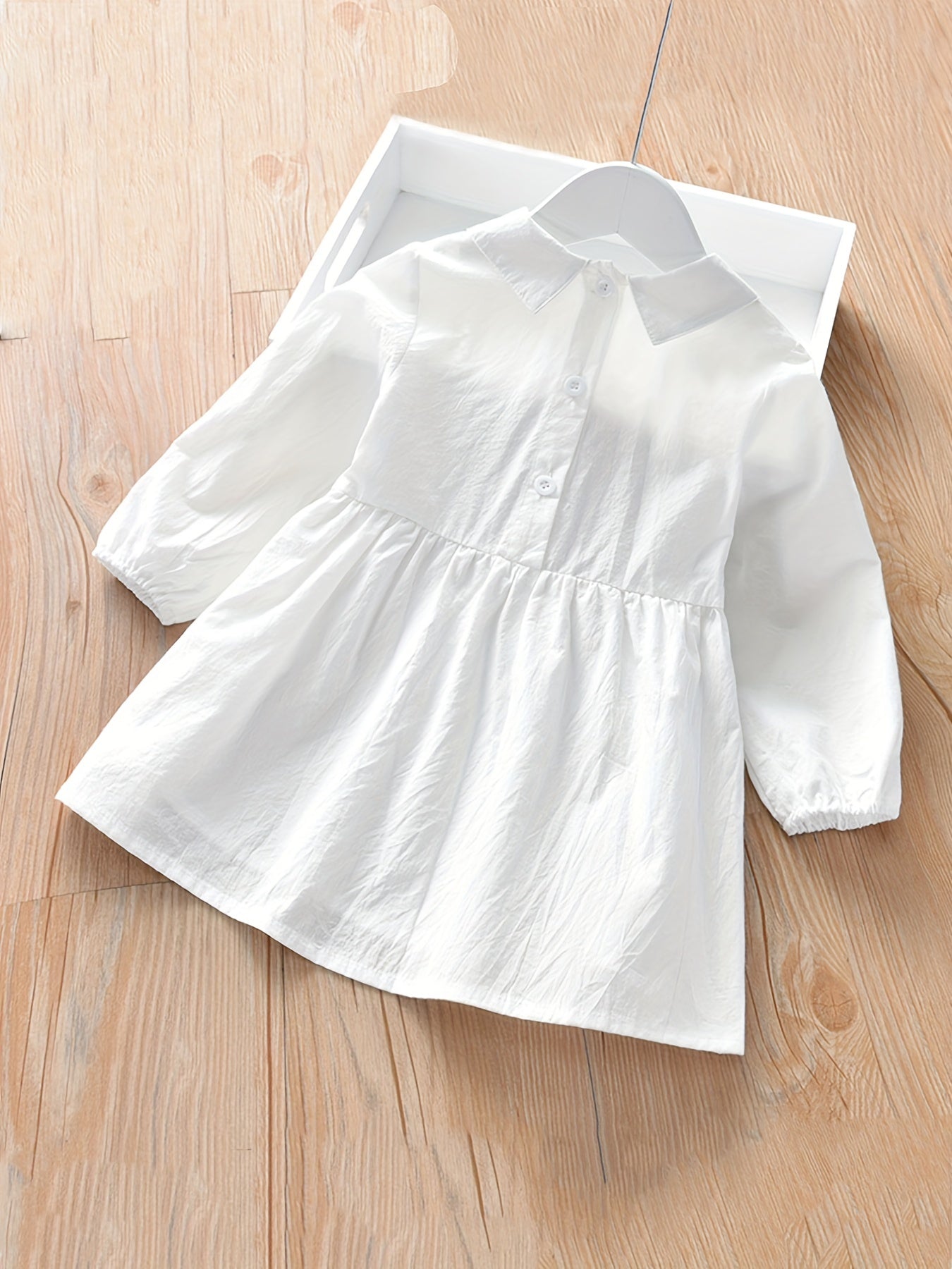 Girls' Kitty Embroidered Cotton Shirt Dress