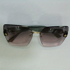 Men Women Rimless Sunglasses UV400 Sun Shades Gradient Lens with Glasses Case