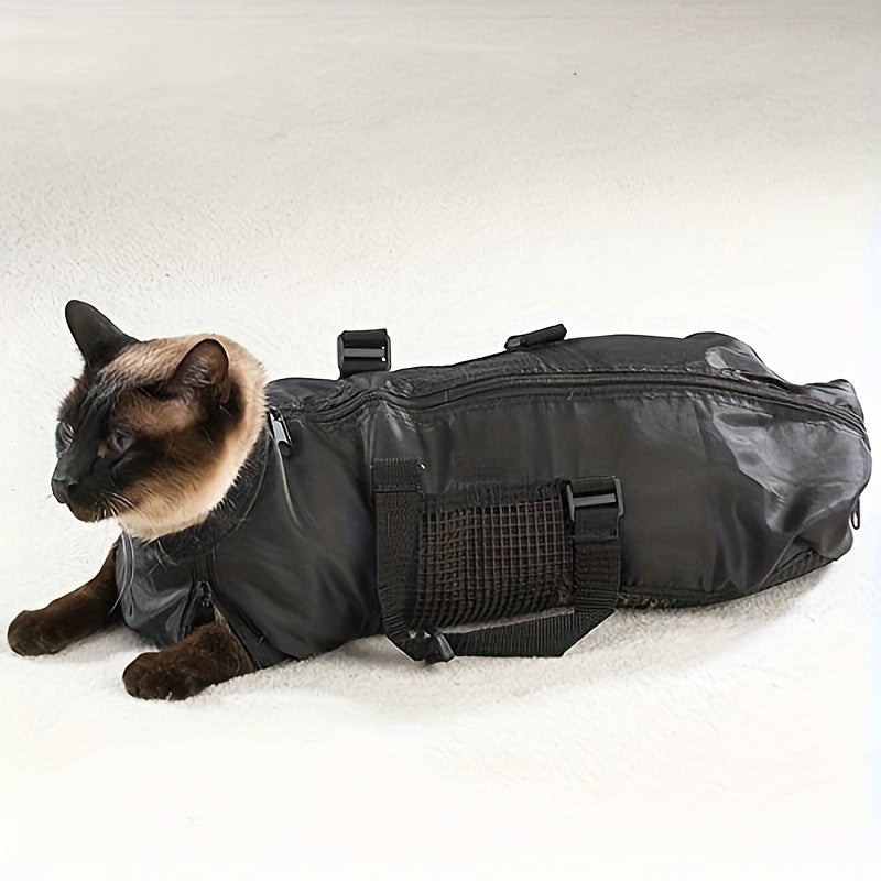 Adjustable Cat Bathing Bag Mesh Grooming Bag