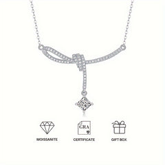 Moissanite Necklace Silvery Pendant Clavicle Chain Jewelry Gift