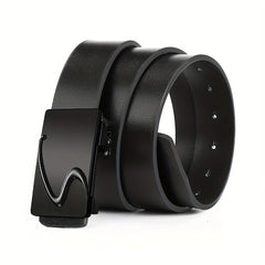 Men's Smooth Buckle PU Leather Belt for Business Travel