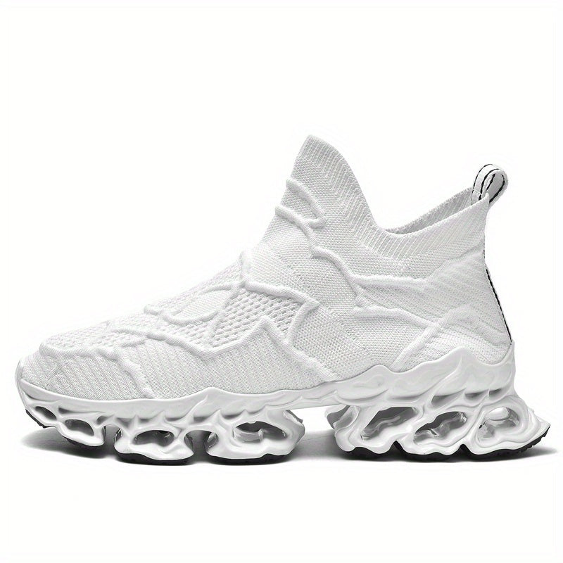 Breathable Woven Knit Running Shoes for Men Lightweight Shock Absorbing Non Slip