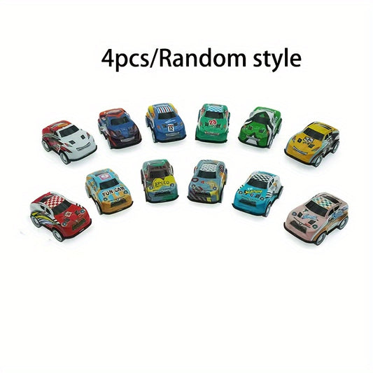 4pcs Mini Pull Back Cars Plastic Car Toy Set For Kids Birthday Party