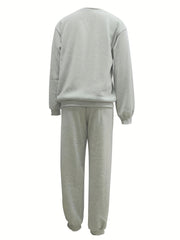 Casual Long Sleeve Sweatshirt & Joggers Pants Set