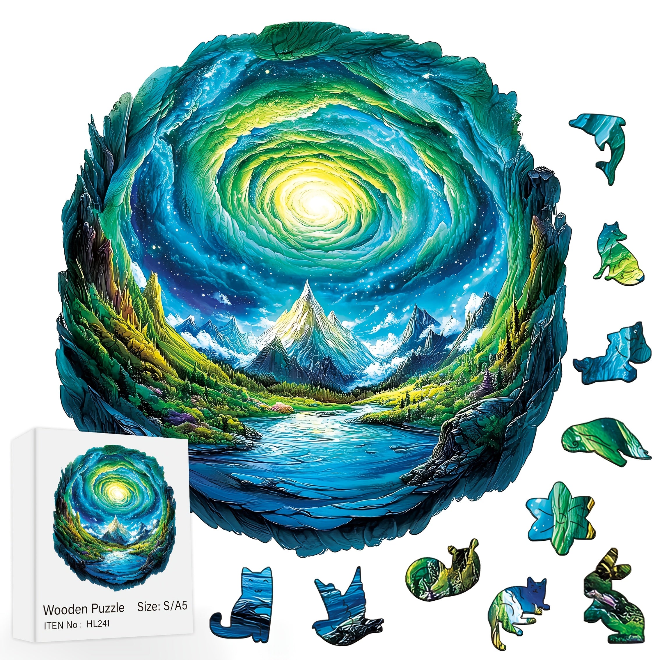 Vibrant Forest Wooden Jigsaw Puzzle - Van Gogh Starry Night Theme