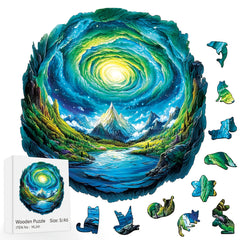 Vibrant Forest Wooden Jigsaw Puzzle - Van Gogh Starry Night Theme
