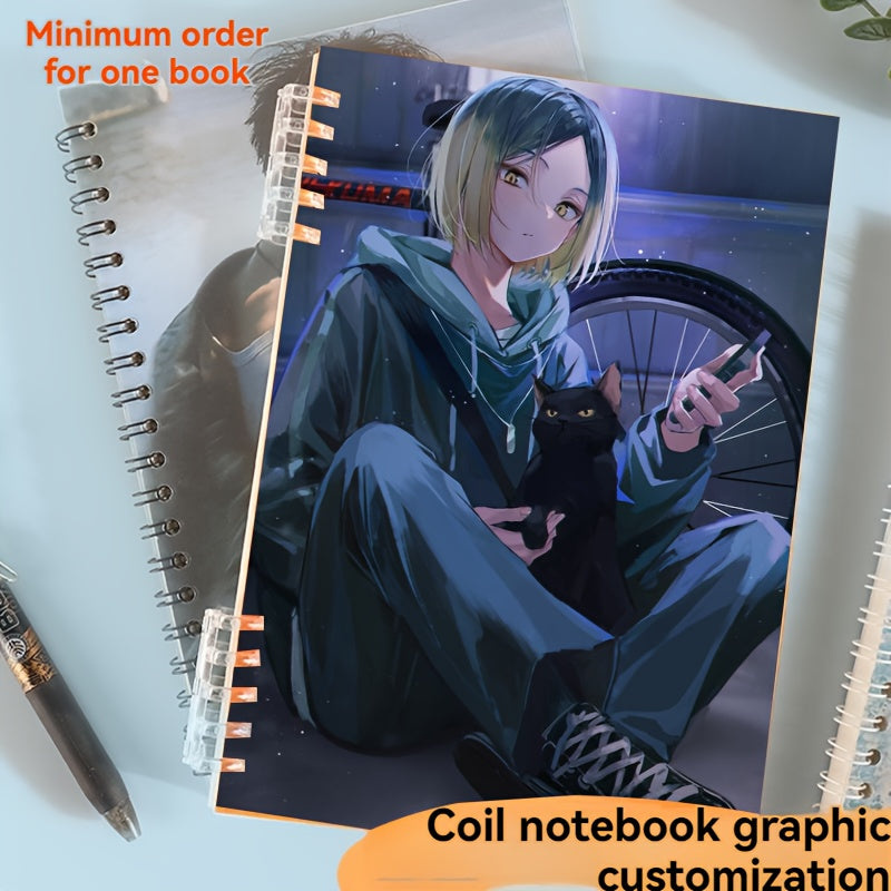 Customizable Waterproof Spiral Notebook with Removable Cover Personalized Anime