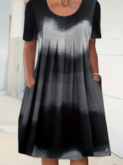  Tie Dye Short Sleeve Dress With Pockets