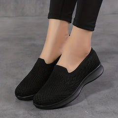 Women's Breathable Knit Flat Shoes Lightweight Low Top Slip On Shoes