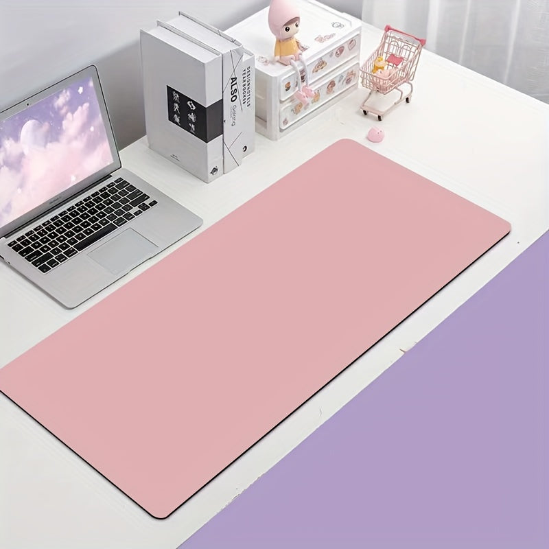 Waterproof Large PU Leather Desk Mat - Plain Velvet Bottom
