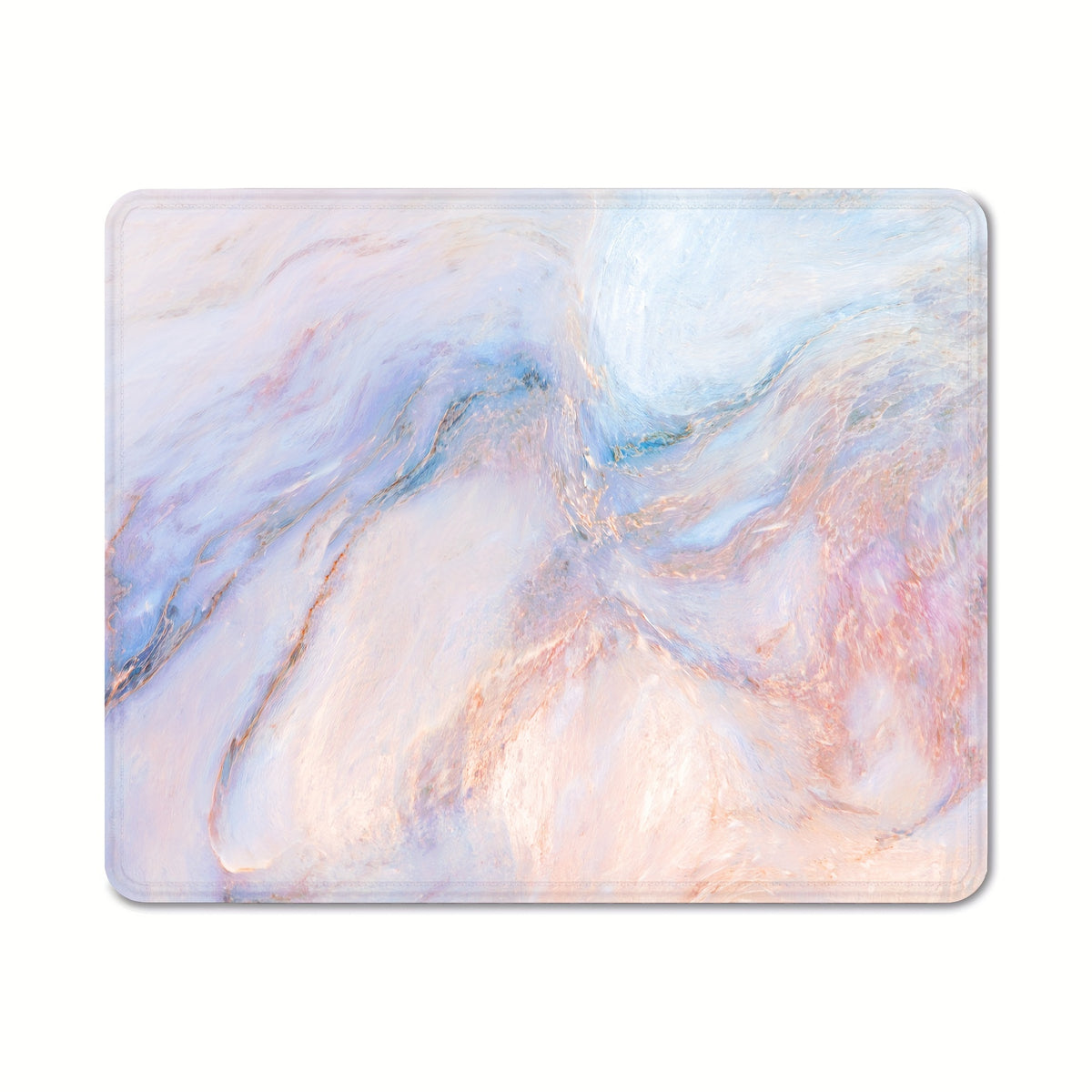Pink Marble Mouse Pad with Stitched Square Design