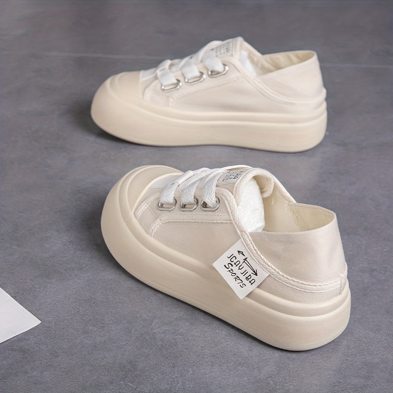 Women's Big Toe Canvas Shoes Casual Lace Up Outdoor Platform Shoes