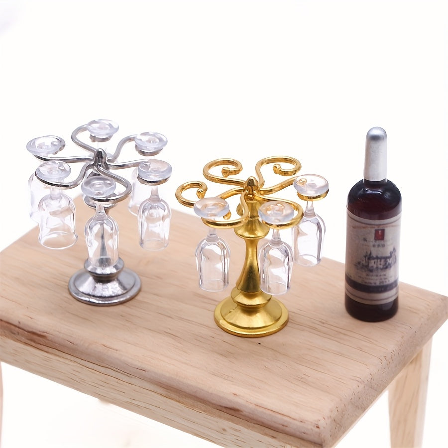 Dollhouse Wine Rack and Glass Models DIY Pocket Living Room Scene