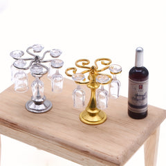 Dollhouse Wine Rack and Glass Models DIY Pocket Living Room Scene