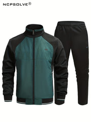 Men's Sports Suit Zip Up Jacket & Active Pants Outdoor Activities