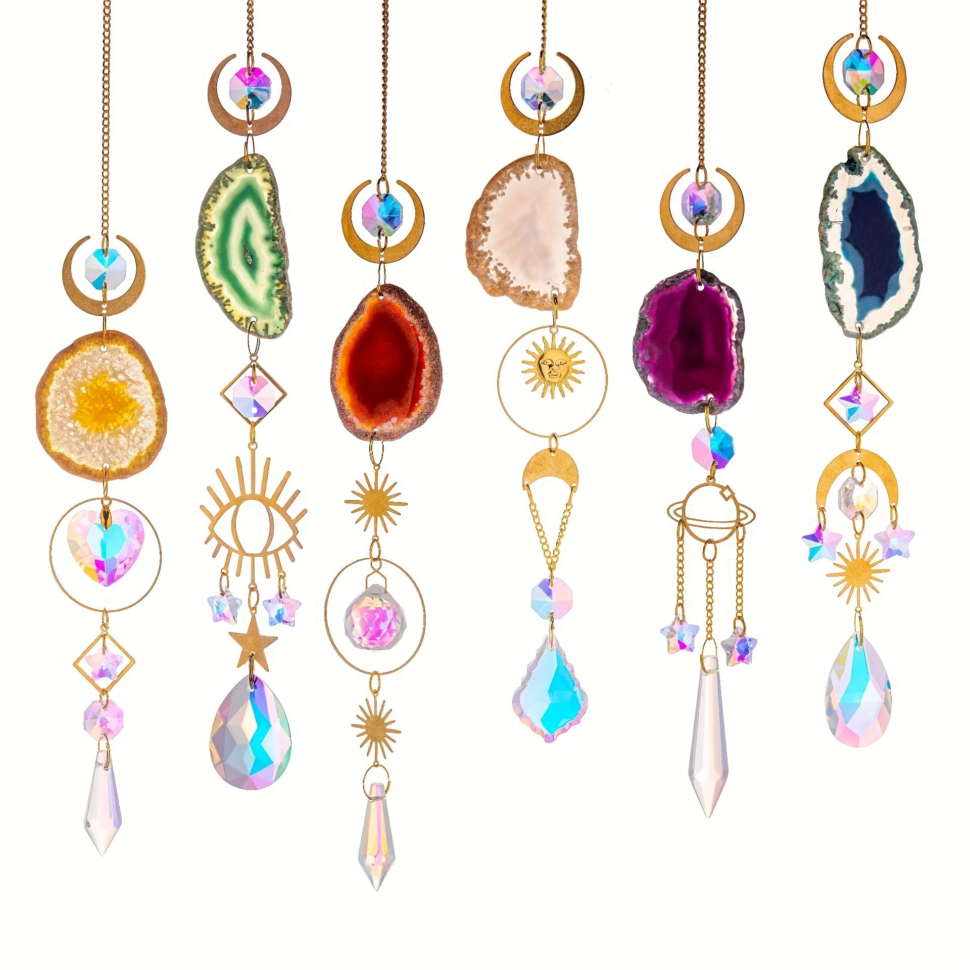 6 Heart Shaped Crystal Suncatchers - Wedding Home Car Decor
