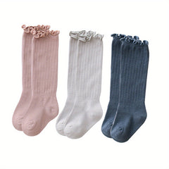 Newborn Baby Winter Knee High Socks Solid Cotton Warm Socks