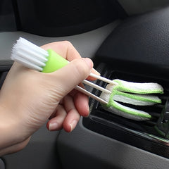 Double Head Brush Car Air Vent Brush Conditioner Grille Duster Wipe Auto Det