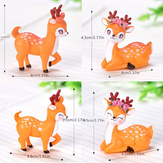 4pcs Cartoon Deers Home Decor Ornaments Funny Housewarming Gift Party Favors