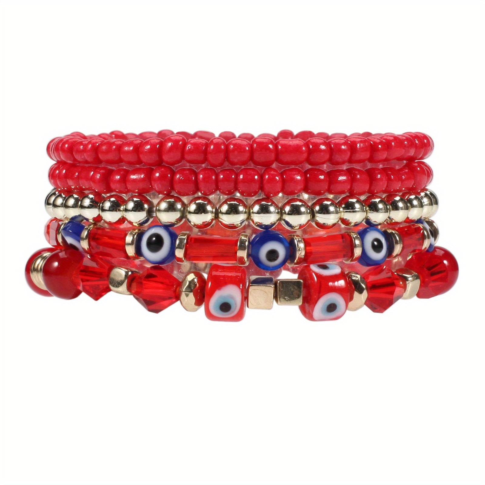 Boho Beaded Bracelet Set Stackable Hand Jewelry Women