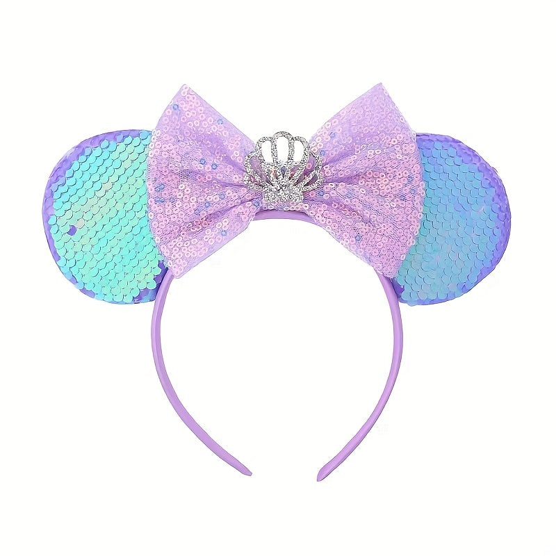 Sequin Mouse Ears Headband Faux Pearl Hoop Hair Accessories