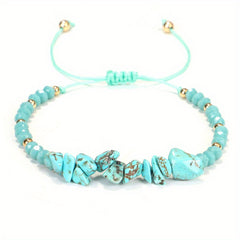 Colorful Crushed Stone Beads Braided Yoga Bracelet