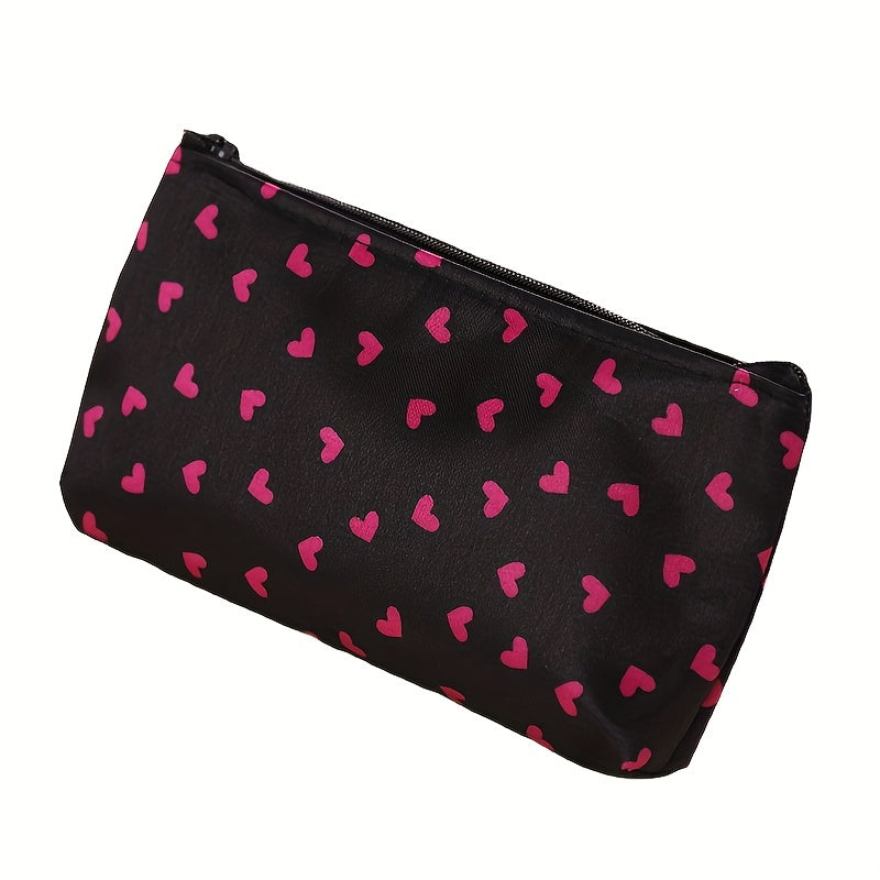 Heart Pattern Makeup Bag For Women Zipper Toiletry Bag Travel Storage