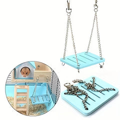 Adorable Hamster Wooden Swing Toy for Pet Fun