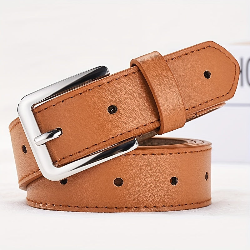 Solid PU Belt with Square Buckle for Women