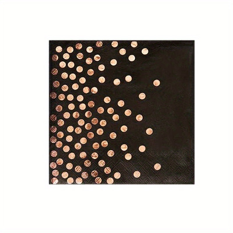 25pcs Bronzing Polka Dot Napkins Plates Cups Party Supplies