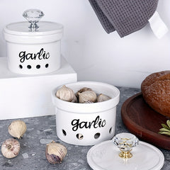 Ceramic Garlic Crisper With Lid 12.5 Oz - Garlic Saver Container