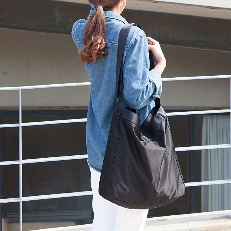 Foldable Nylon Tote Bag Large Capacity Lightweight Travel Crossbody Bag