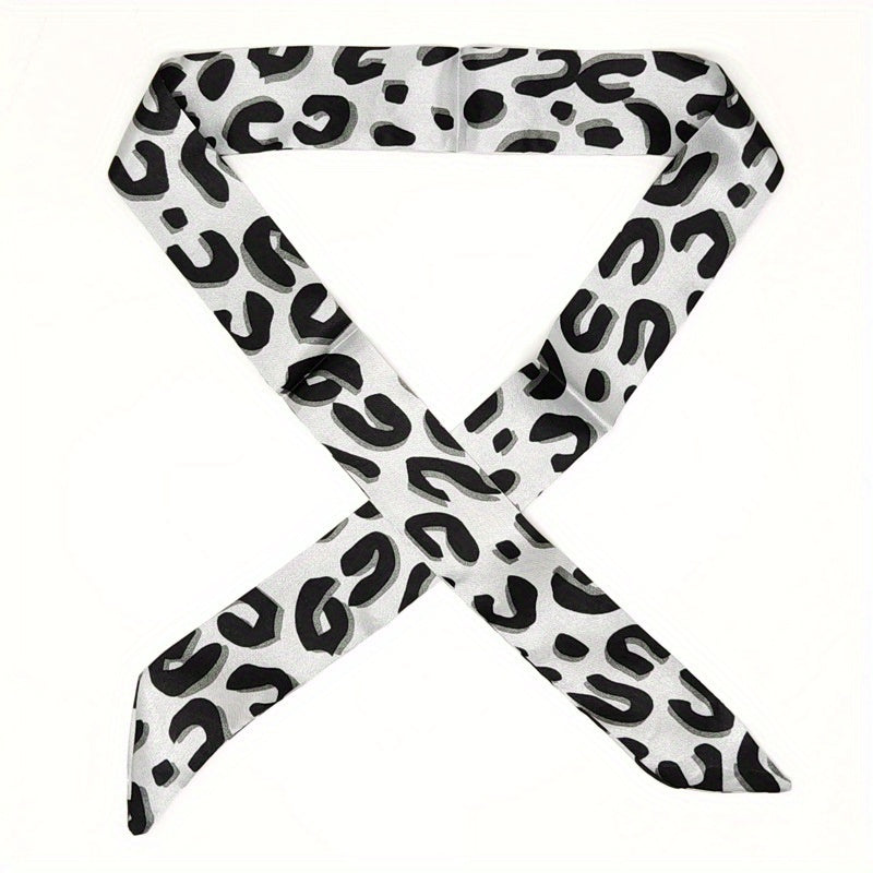 Leopard Neckerchief Long Ribbon Skinny Scarf Headband Hair Ribbon