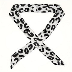 Leopard Neckerchief Long Ribbon Skinny Scarf Headband Hair Ribbon