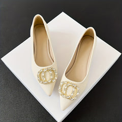 Women's Rhinestone Slip On Chunky Heel Glitter Dress Shoes