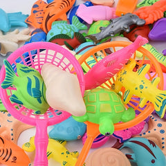 Kids Fishing Toy Set Inflatable Pool Magnetic Puzzle Cat Fishing