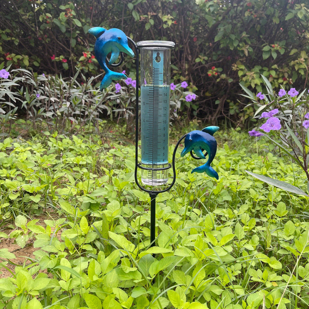 Dolphin Rain Gauge Frost Proof Outdoor Metal Frame