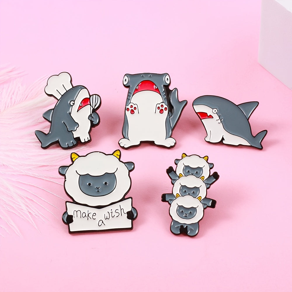 Sheep & Shark Brooch Pin Christmas