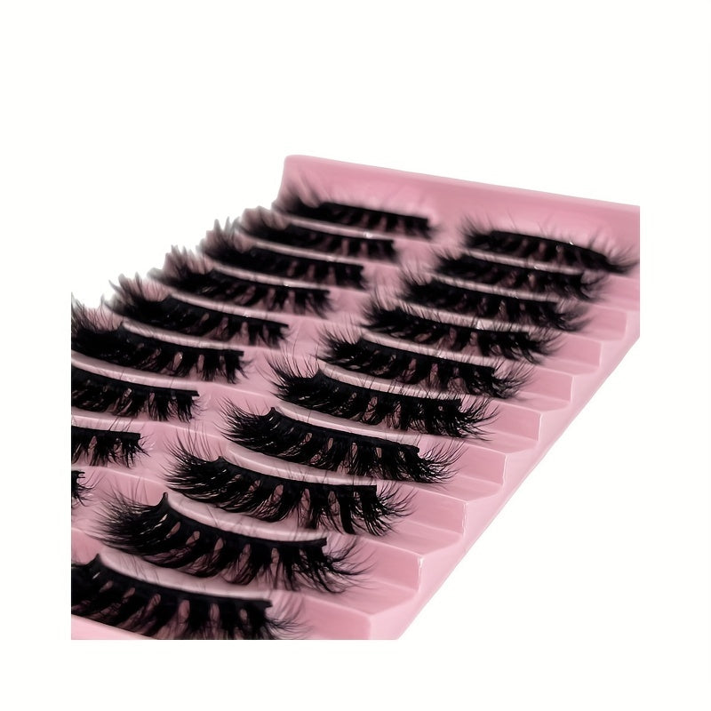 10 Pairs Thick False Eyelashes Fluffy Cluster Lashes Volume Curling Lashes