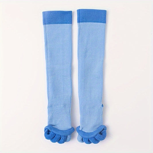 Toeless Knee High Yoga Socks Non-slip Thermal Calf Socks With Grips