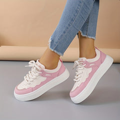 Women's Colorblock Sneakers Lace Up Low Round Toe Outdoor Trainers