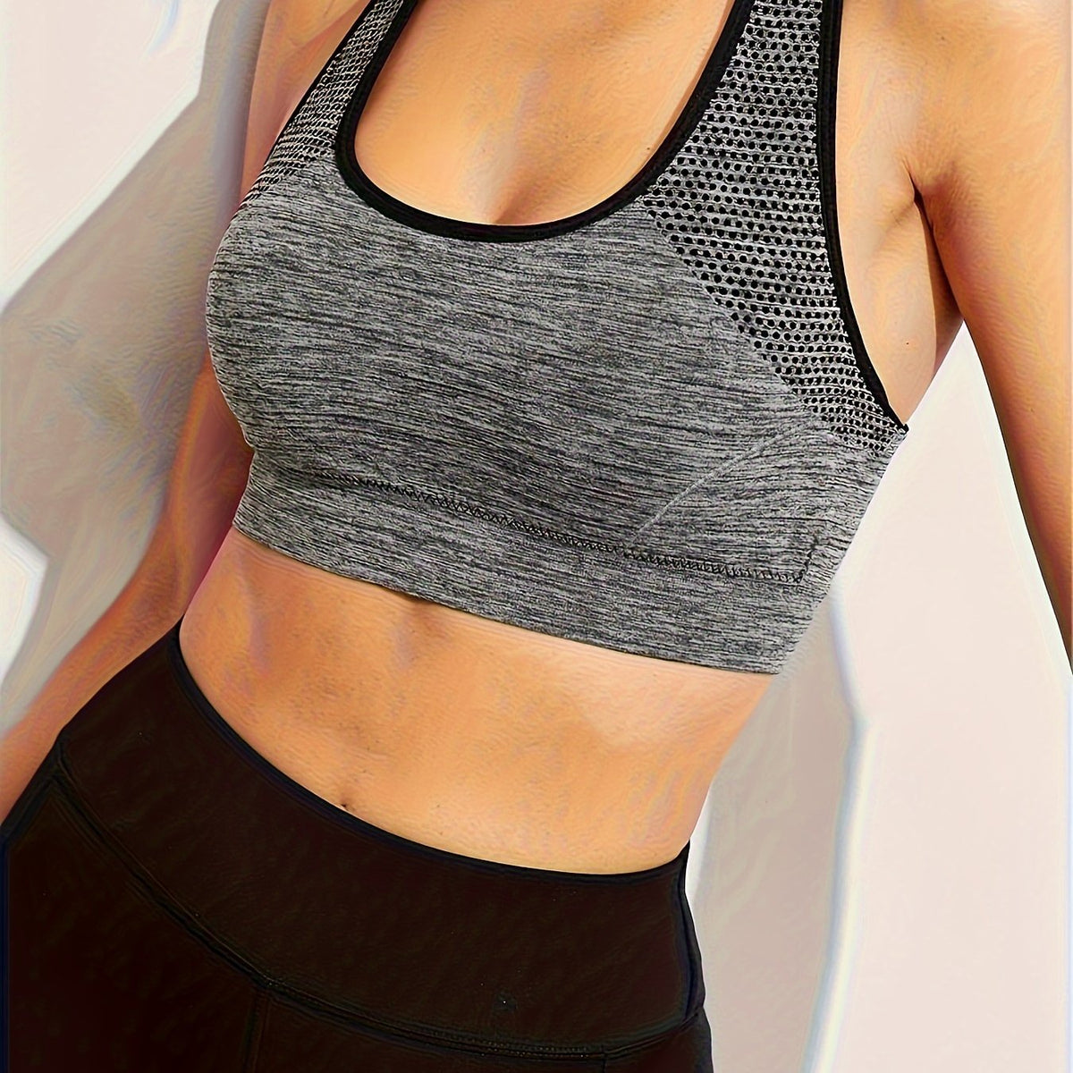 Racerback Wireless Sports Bra Comfy & Breathable Shockproof Tank Bra