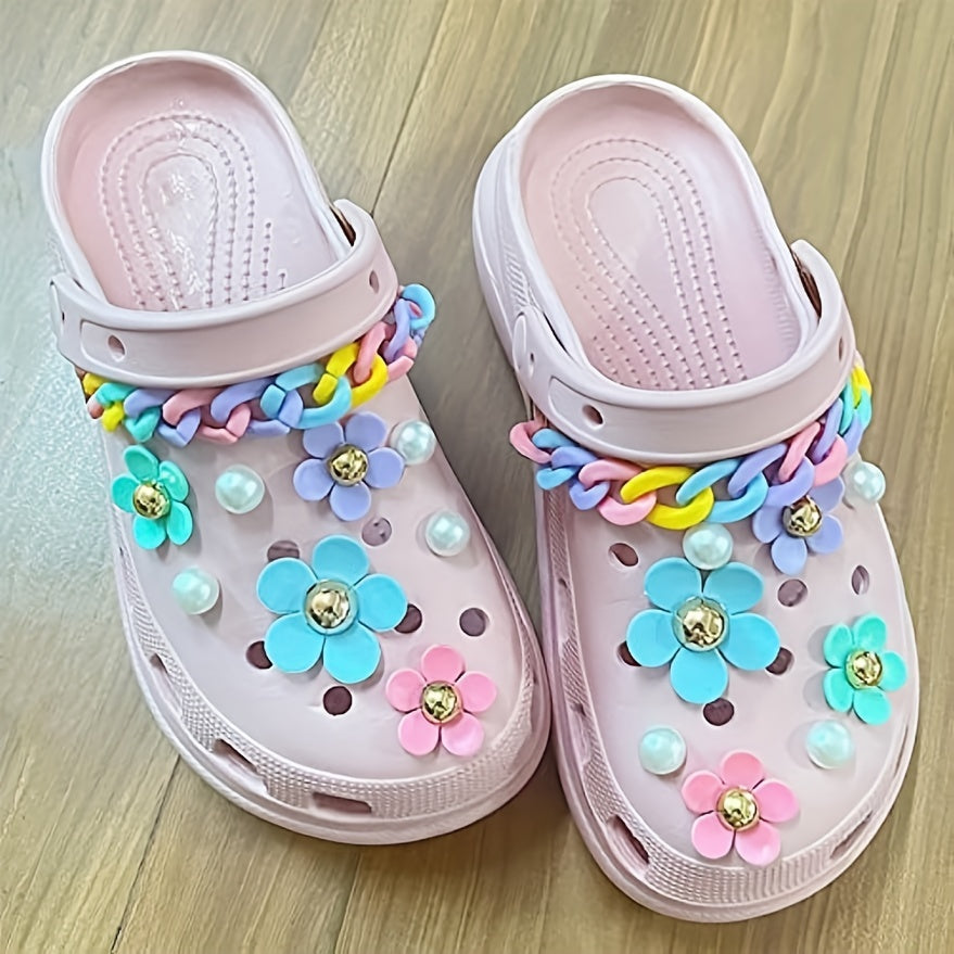 18pcs Flower Cartoon Shoe Charms Clogs Garden Shoes DIY Accessories
