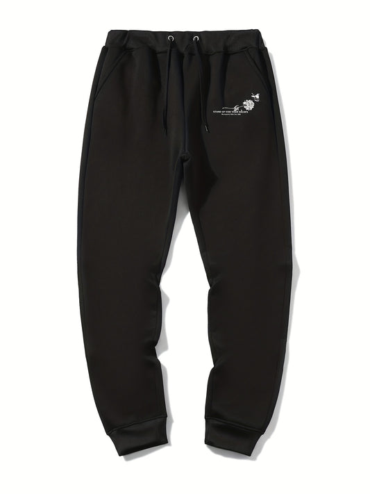 Flower Print Men's Drawstring Sweatpants Loose Casual Jogger Pants