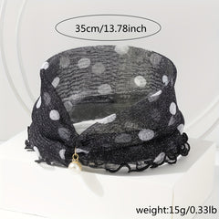 Polka Dot Ruffle Scarf & Neckerchief Infinity Scarf Faux Pearl Headband